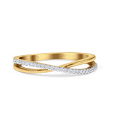 Half Eternity X Crisscross Diamond Wedding Band 10K Yellow Gold 0.11ct Wholesale