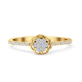 Flower Shaped Diamond Clover Ring 10K Yellow Gold 0.20ct Wholesale