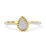 Pear Teardrop Diamond Cluster Ring 10K Yellow Gold 0.22ct Wholesale