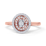 Diamond Halo Ring Milgrain Oval Shape 10K Rose Gold 0.28ct Wholesale