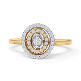 Diamond Halo Ring Milgrain Oval Shape 10K Yellow Gold 0.28ct Wholesale