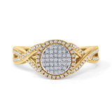 Halo Cluster Infinity Shank Diamond Ring 10K Yellow Gold 0.22ct Wholesale