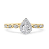 Pear Teardrop Diamond Halo Ring 10K Yellow Gold 0.15ct Wholesale