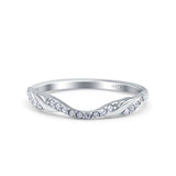 Half Eternity Criss Cross Band Wedding Ring Round Simulated CZ 925 Sterling Silver (4mm)