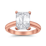 Solitaire Engagement Ring Radiant Rose Tone, Simulated CZ 925 Sterling Silver