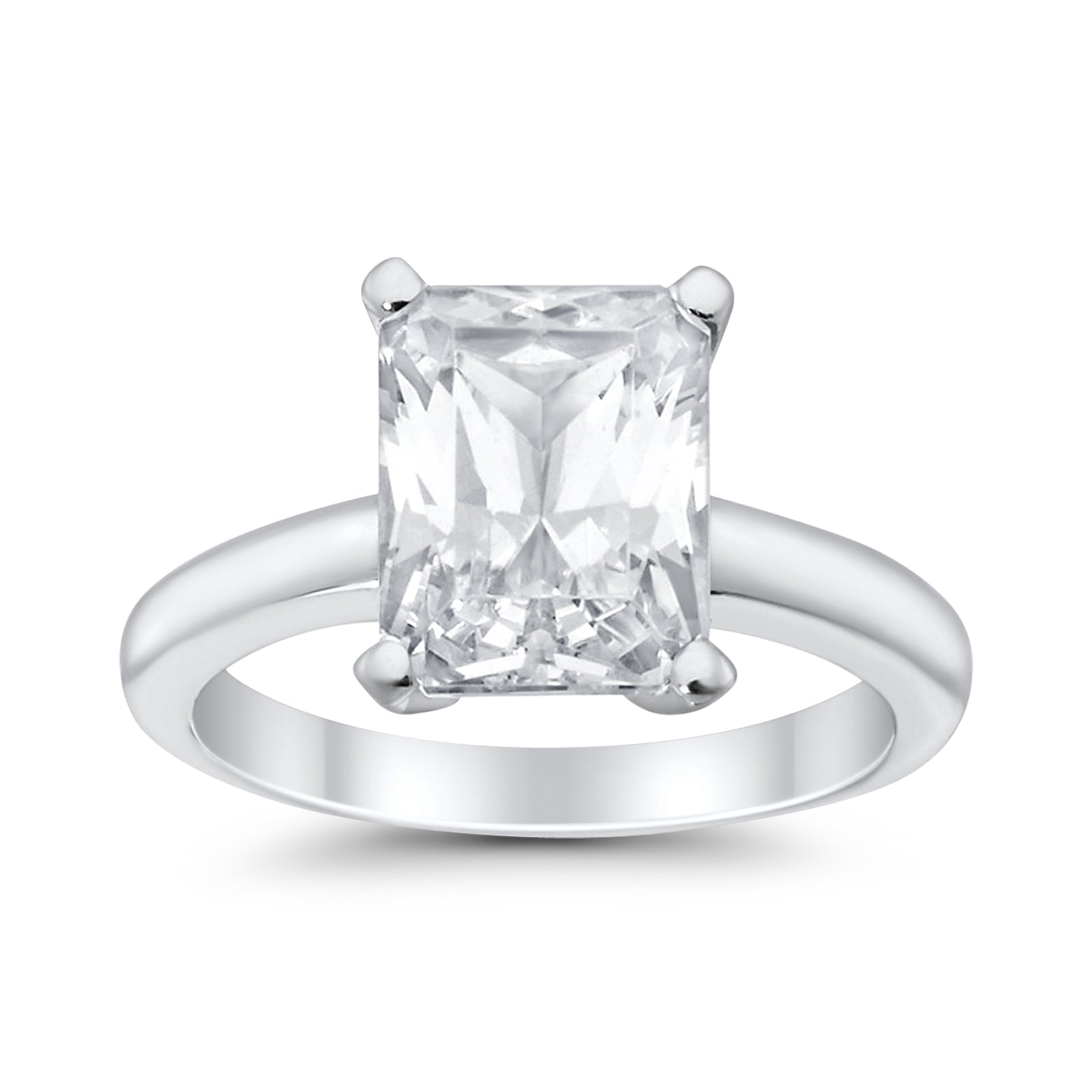 Radiant Cut Solitaire Simulated Cubic Zirconia Engagement Ring 925 Sterling Silver
