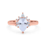 14K Rose Gold Teardrop Art Deco Pear Bridal Simulated CZ Wedding Engagement Ring Size 7