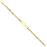 14K Yellow Gold Hollow Baby ID Bracelet Chain 6" Extension