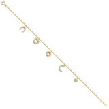 14K Yellow Gold Light CZ Bracelet Chain 7" + 1" Extension