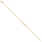 14K Yellow Gold Light CZ Bracelet Chain 7" + 1" Extension