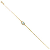 14K Yellow Gold Evil Eye Bracelet Chain 7" + 1" Extension