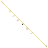 14K Two Tone Gold Dangling Light Bracelet Chain 7 + 1 inches Extension