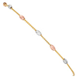 14K Tri Color Gold Friendship Bracelet Chain