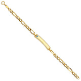 14K Yellow Gold Baby ID with Evil Eye Bracelet Chain 6" Extension