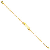 14K Yellow Gold Baby ID with Evil Eye Bracelet Chain 6" Extension