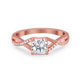 14K Rose Gold Infinity Shank Princess Cut Engagement Ring Simulated Cubic Zirconia Size-7