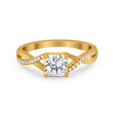 14K Yellow Gold Infinity Shank Princess Cut Engagement Ring Simulated Cubic Zirconia Size-7