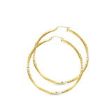 14K Yellow Gold 55mm Diamond Cut Snap Closure Hoop Earrings Wholesale