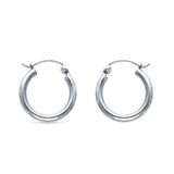 14K White Gold 15mm Round Snap Closure Hoop Earring Wholesale