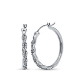 14K White Gold Infinity Twisted Design Simulated Cubic Zirconia Round Hoop Earrings