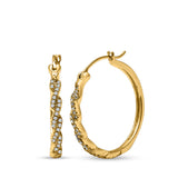 14K Yellow Gold Infinity Twisted Design Simulated Cubic Zirconia Round Hoop Earrings