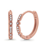 14K Rose Gold Art Deco Half Eternity Round Simulated Cubic Zirconia Hoop Earrings