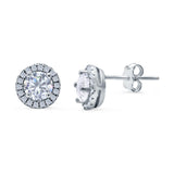 14K White Gold Round Wedding Stud Earrings Simulated Cubic Zirconia (8.35mm)