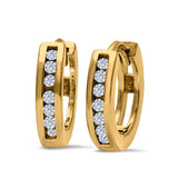 14K Yellow Gold Half Eternity Hoop Earrings Round Simulated CZ (11mm)