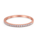 14K Rose Gold Round Half Eternity Art Deco Wedding Band Engagement Ring Simulated CZ Size 7