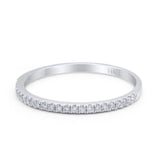 14K White Gold Round Half Eternity Art Deco Wedding Band Engagement Ring Simulated CZ Size 7