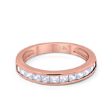 14K Rose Gold Art Deco Half Eternity Band Wedding Engagement Ring Simulated CZ Size 7