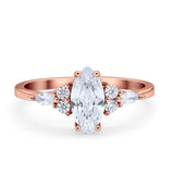 14K Rose Gold Vintage Style Marquise Bridal Simulated CZ Wedding Engagement Ring Size 7