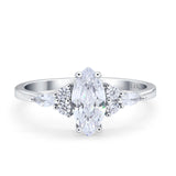 14K White Gold Vintage Style Marquise Bridal Simulated CZ Wedding Engagement Ring Size 7