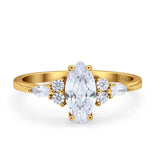 14K Yellow Gold Vintage Style Marquise Bridal Simulated CZ Wedding Engagement Ring