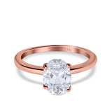 14K Rose Gold Cathedral Oval Bridal Simulated CZ Wedding Engagement Ring Size 7