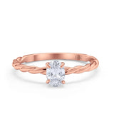 14K Rose Gold Solitaire Twisted Oval Simulated CZ Wedding Engagement Ring