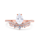 14K Rose Gold Art Deco Solitaire Accent Pear Bridal Simulated CZ Wedding Engagement Ring Size 7