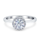 14K White Gold Art Deco Halo Round Cubic Zirconia Engagement Ring Wholesale