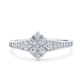 14K White Gold Round Pave Simulated Cubic Zirconia Wedding Engagement Ring Size 7