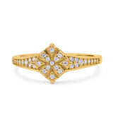 14K Yellow Gold Round Pave Simulated Cubic Zirconia Wedding Engagement Ring Size 7