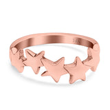 14K Rose Gold Stars Sideways Band Solid Wedding Engagement Ring Size 7