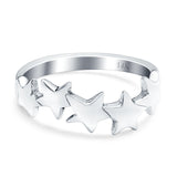 14K White Gold Stars Sideways Band Solid Wedding Engagement Ring