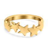 14K Yellow Gold Stars Sideways Band Solid Wedding Engagement Ring