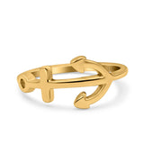 14K Yellow Gold Anchor Band Solid Wedding Engagement Thumb Ring