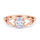 14K Rose Gold Solitaire Heart Promise Engagement Ring Oval Cubic Zirconia Wholesale