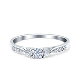 14K White Gold Three Stone Round Promise Bridal Simulated CZ Wedding Engagement Ring