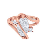 14K Rose Gold Swirl Fashion Marquise Bridal Simulated CZ Wedding Engagement Ring Size 7