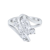 14K White Gold Swirl Fashion Marquise Bridal Simulated CZ Wedding Engagement Ring Size 7