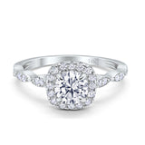 14K White Gold Round Art Deco Bridal Simulated CZ Wedding Engagement Ring Size 7