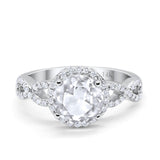 14K White Gold Halo Infinity Round Bridal Simulated CZ Wedding Engagement Ring Size 7